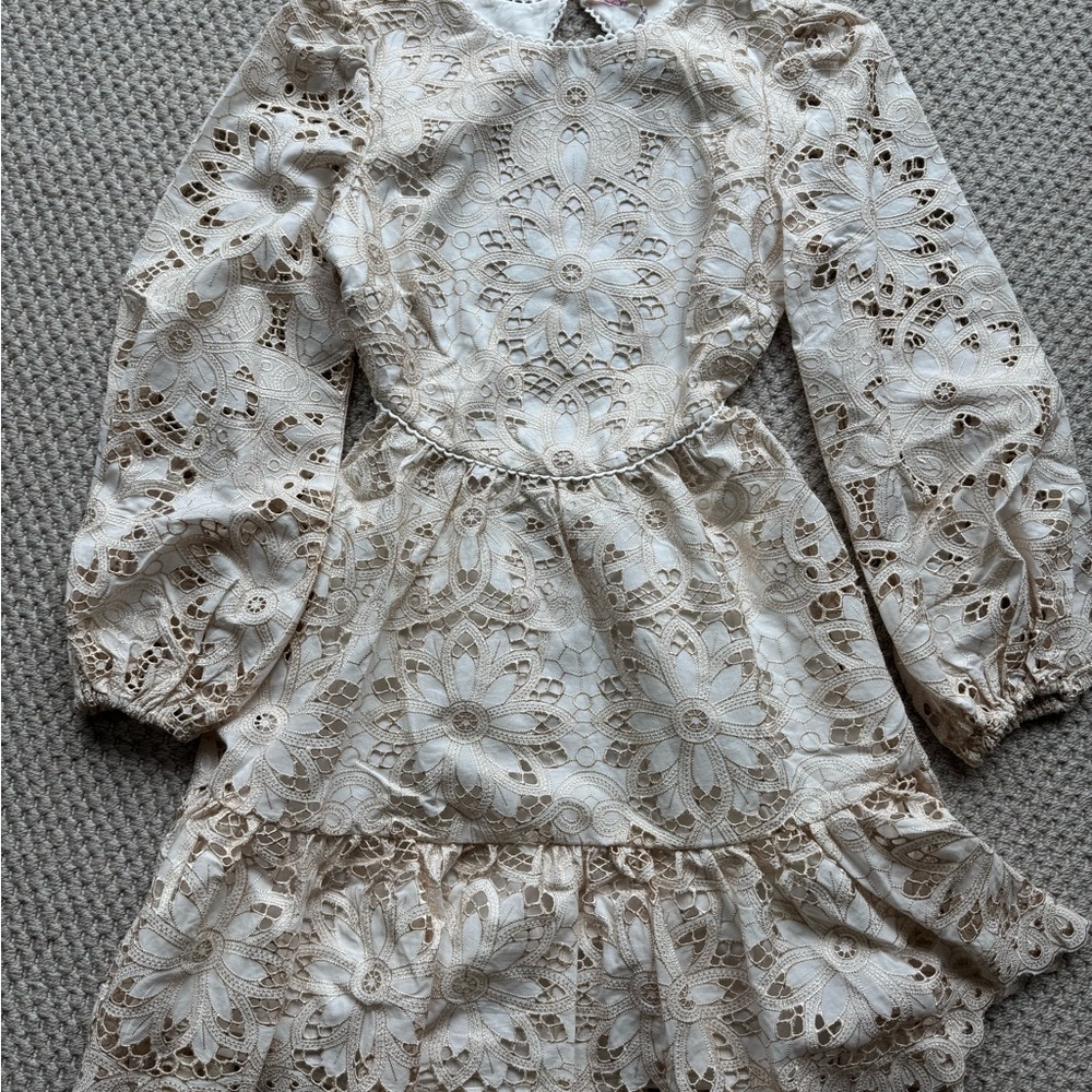 Elegant Cream Lace Kids Dress
